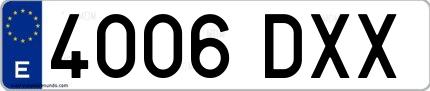Ejemplo de matrícula española 4006 DXX