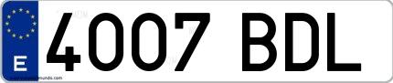 Ejemplo de matrícula española 4007 BDL