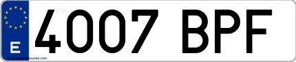 Ejemplo de matrícula española 4007 BPF