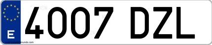 Ejemplo de matrícula española 4007 DZL