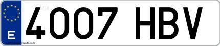 Ejemplo de matrícula española 4007 HBV