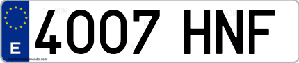 Ejemplo de matrícula de coche ordinaria 4007 HNF