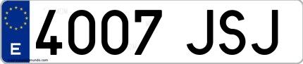 Ejemplo de matrícula española 4007 JSJ