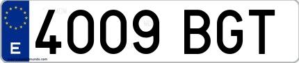 Ejemplo de matrícula española 4009 BGT