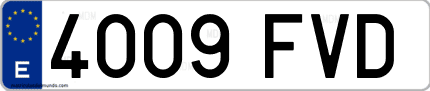 Ejemplo de matrícula de coche ordinaria 4009 FVD