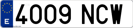 Ejemplo de matrícula de coche ordinaria 4009 NCW