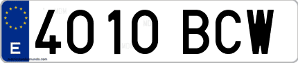 Ejemplo de matrícula de coche ordinaria 4010 BCW
