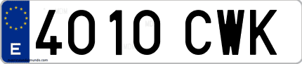Ejemplo de matrícula de coche ordinaria 4010 CWK