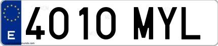 Ejemplo de matrícula española 4010 MYL