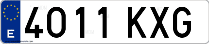 Ejemplo de matrícula de coche ordinaria 4011 KXG