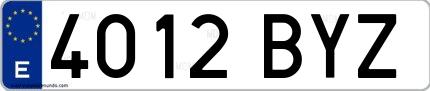 Ejemplo de matrícula española 4012 BYZ