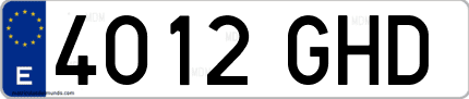 Ejemplo de matrícula de coche ordinaria 4012 GHD