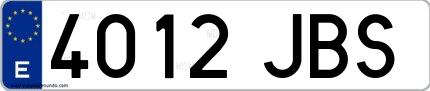 Ejemplo de matrícula española 4012 JBS