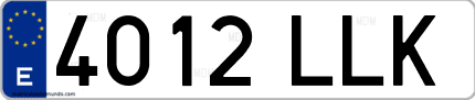 Ejemplo de matrícula de coche ordinaria 4012 LLK