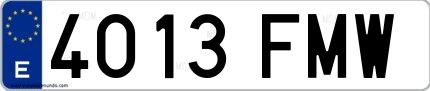 Ejemplo de matrícula española 4013 FMW