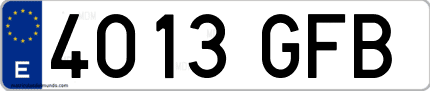 Ejemplo de matrícula de coche ordinaria 4013 GFB