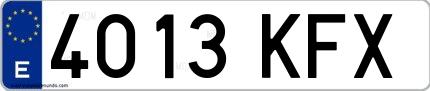 Ejemplo de matrícula española 4013 KFX