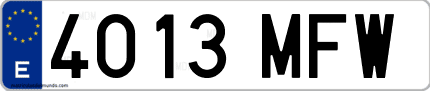 Ejemplo de matrícula de coche ordinaria 4013 MFW