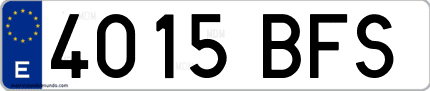 Ejemplo de matrícula de coche ordinaria 4015 BFS