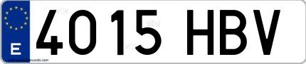 Ejemplo de matrícula española 4015 HBV