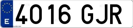 Ejemplo de matrícula española 4016 GJR