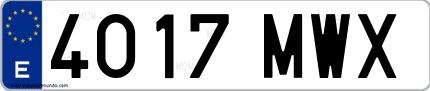 Ejemplo de matrícula de coche ordinaria 4017 MWX