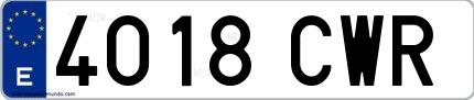 Ejemplo de matrícula española 4018 CWR