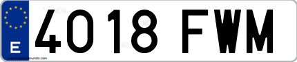 Ejemplo de matrícula de coche ordinaria 4018 FWM