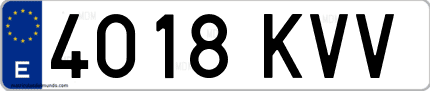 Ejemplo de matrícula de coche ordinaria 4018 KVV