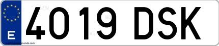Ejemplo de matrícula española 4019 DSK