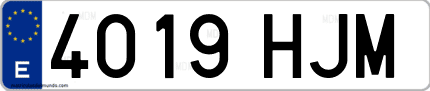 Ejemplo de matrícula de coche ordinaria 4019 HJM