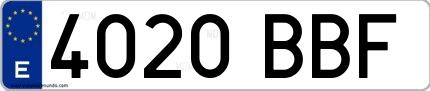 Ejemplo de matrícula española 4020 BBF