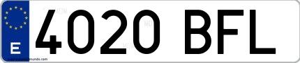 Ejemplo de matrícula española 4020 BFL