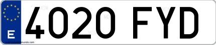 Ejemplo de matrícula española 4020 FYD