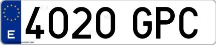 Ejemplo de matrícula española 4020 GPC