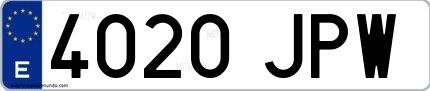 Ejemplo de matrícula española 4020 JPW