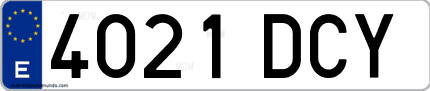 Ejemplo de matrícula de coche ordinaria 4021 DCY