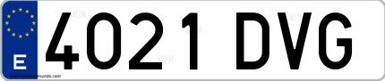 Ejemplo de matrícula española 4021 DVG