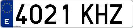 Ejemplo de matrícula de coche ordinaria 4021 KHZ