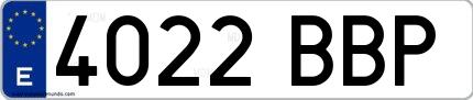 Ejemplo de matrícula española 4022 BBP