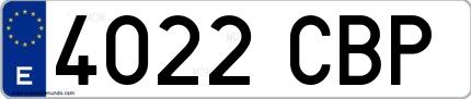 Ejemplo de matrícula española 4022 CBP