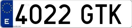 Ejemplo de matrícula española 4022 GTK