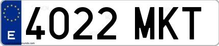 Ejemplo de matrícula española 4022 MKT