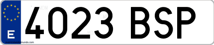 Ejemplo de matrícula de coche ordinaria 4023 BSP