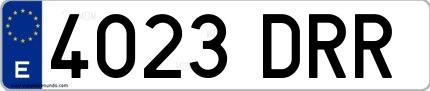 Ejemplo de matrícula española 4023 DRR