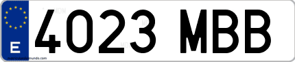 Ejemplo de matrícula de coche ordinaria 4023 MBB