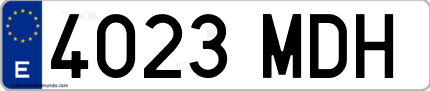 Ejemplo de matrícula de coche ordinaria 4023 MDH
