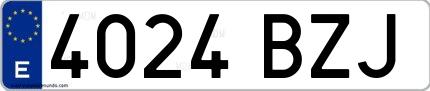 Ejemplo de matrícula española 4024 BZJ