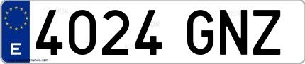 Ejemplo de matrícula de coche ordinaria 4024 GNZ