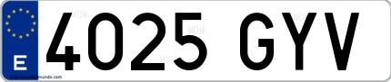 Ejemplo de matrícula española 4025 GYV
